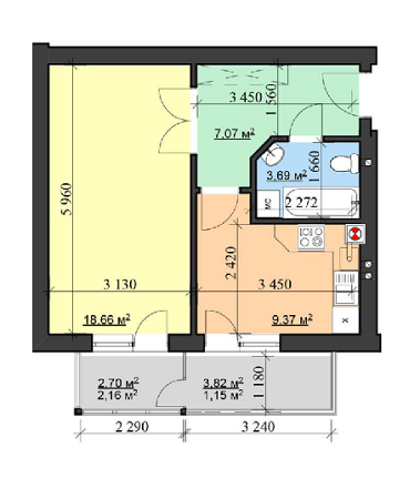 1-комнатная 41.18 м² в ЖК Затишний от застройщика, Львов