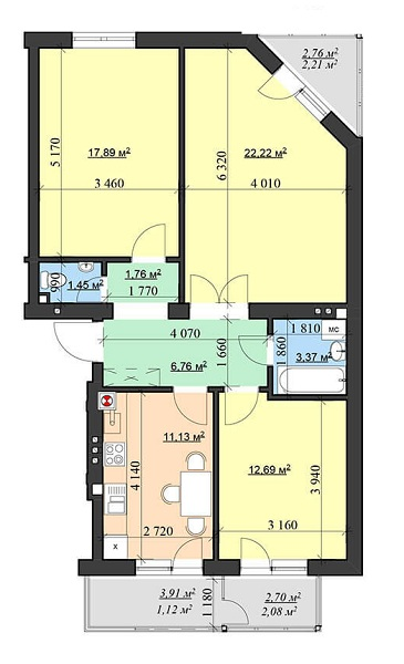 3-кімнатна 83.68 м² в ЖК Затишний від 17 220 грн/м², Львів