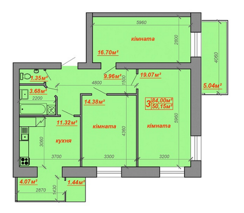 3-кімнатна 84 м² в ЖК Затишний двір від забудовника, Луцьк