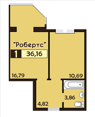 1-комнатная 36.16 м² в ЖК Фамилия от застройщика, Львов