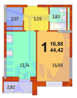1-кімнатна 44.42 м² в ЖК Французький квартал від забудовника, Київ