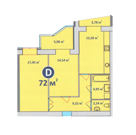 2-кімнатна 72 м² в ЖК Чайка від забудовника, Хмельницький