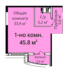 1-комнатная 45.8 м² в ЖК Четыре сезона от 23 700 грн/м², Одесса