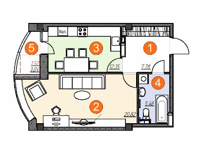 1-комнатная 47.95 м² в ЖК Шоколад от застройщика, г. Бровары