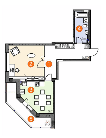 1-комнатная 60.75 м² в ЖК Шоколад от застройщика, г. Бровары