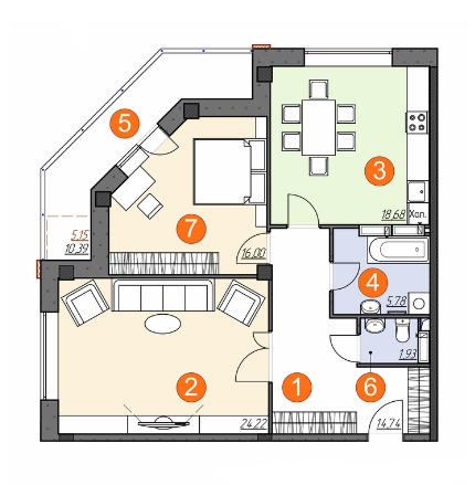 2-комнатная 86.49 м² в ЖК Шоколад от застройщика, г. Бровары