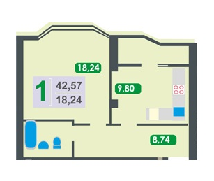 1-кімнатна 42.57 м² в ЖК Еко-дім на Величковського від забудовника, Львів