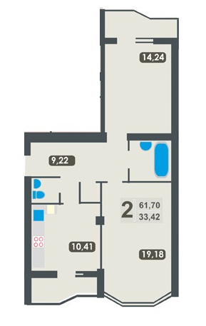 2-комнатная 61.7 м² в ЖК Эко-дом на Величковского от застройщика, Львов