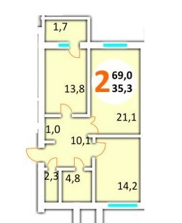 2-комнатная 69 м² в ЖК Эко-дом на Красной Калины от застройщика, Львов