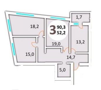 3-кімнатна 90.3 м² в ЖК Еко-дім на Червоної Калини від забудовника, Львів