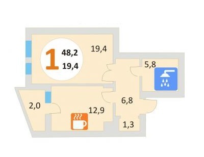 1-кімнатна 48.2 м² в ЖК Еко-дім на Мечникова 2 від 28 130 грн/м², Львів