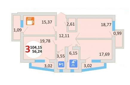 3-комнатная 104.15 м² в ЖК Эко-дом на Стрыйской от застройщика, Львов