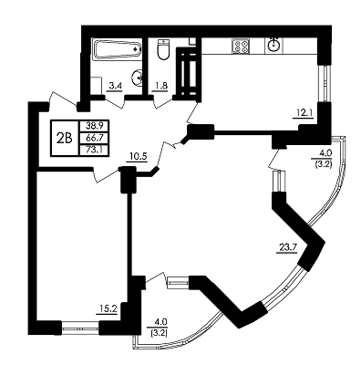 2-кімнатна 73.1 м² в ЖК Бурштиновий від 13 300 грн/м², с. Ілічанка