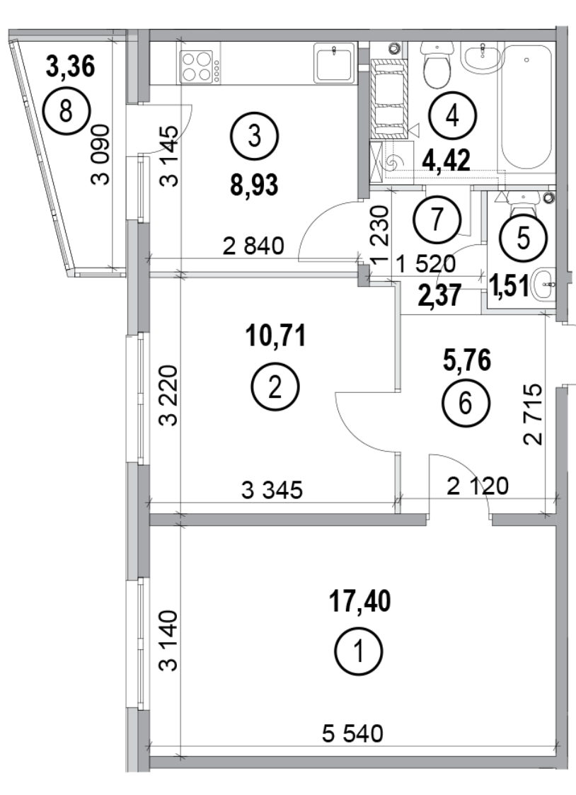 2-комнатная 53.79 м² в ЖК на ул. Петра Калнышевского (Майорова), 6 от 21 000 грн/м², Киев