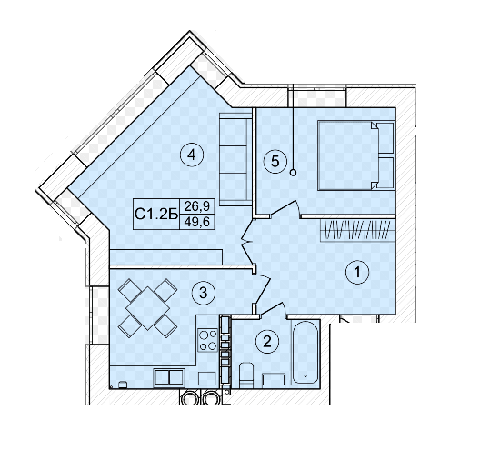 2-кімнатна 49.6 м² в ЖК Bavaria City від 13 600 грн/м², с. Крюківщина