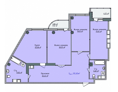 3-кімнатна 132.4 м² в ЖК Aqua Marine від 40 850 грн/м², Одеса