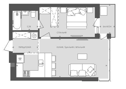 1-комнатная 48.68 м² в ЖК Avalon Light от застройщика, Львов