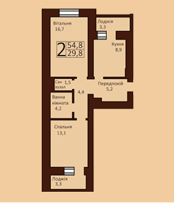 2-комнатная 54.8 м² в ЖК Borispol Grand от 18 900 грн/м², г. Борисполь
