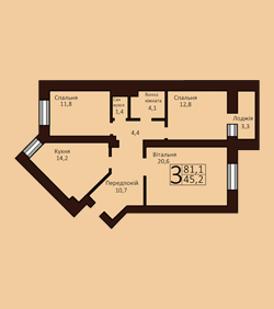 3-комнатная 81.1 м² в ЖК Borispol Grand от 17 000 грн/м², г. Борисполь