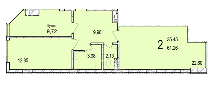 2-кімнатна 61.26 м² в ЖК Bräuhaus Gasse 2 від забудовника, Чернівці
