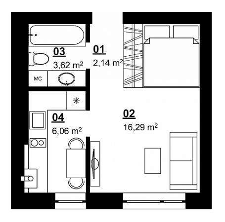 1-комнатная 28.11 м² в ЖК Белый Шоколад.Center от 11 000 грн/м², с. Белогородка