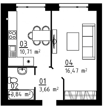 1-кімнатна 35.75 м² в ЖК Білий Шоколад.Center від 11 000 грн/м², с. Білогородка