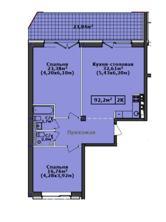 2-кімнатна 92.2 м² в ЖК Comfort City Рибінський від 21 000 грн/м², Дніпро