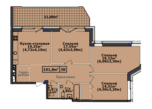 3-кімнатна 130.8 м² в ЖК Comfort City Рибінський від 22 000 грн/м², Дніпро