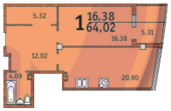 1-кімнатна 64.02 м² в ЖК Costa fontana від 39 210 грн/м², Одеса