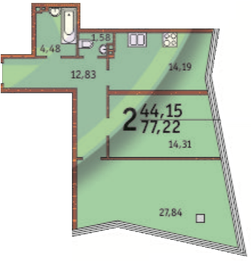 2-кімнатна 77.22 м² в ЖК Costa fontana від 35 640 грн/м², Одеса