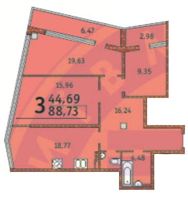 3-комнатная 88.73 м² в ЖК Costa fontana от 35 940 грн/м², Одесса