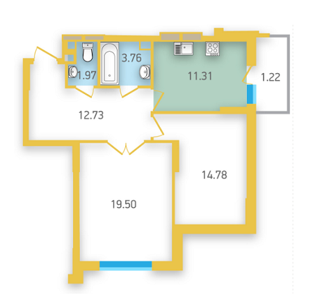 2-комнатная 62.41 м² в ЖК Friendly House от застройщика, Киев