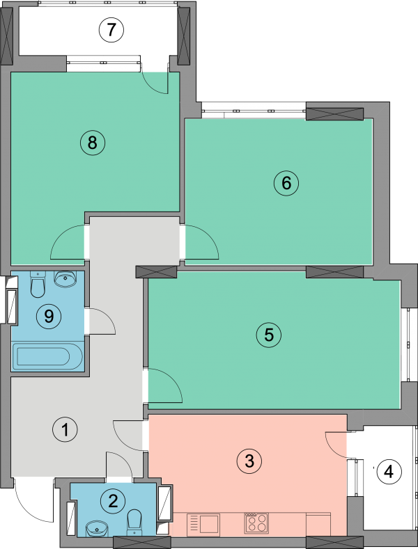 3-кімнатна 94.6 м² в ЖК Geneva від 23 400 грн/м², Київ