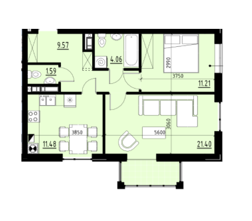 2-кімнатна 59.31 м² в ЖК Globus Comfort від 13 500 грн/м², Львів