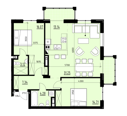 3-комнатная 89.91 м² в ЖК Globus Comfort от 13 250 грн/м², Львов