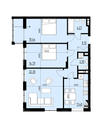 3-кімнатна 84.44 м² в ЖК Globus Comfort від 13 250 грн/м², Львів