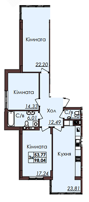 3-комнатная 98.04 м² в ЖК Globus Meridian от застройщика, Львов