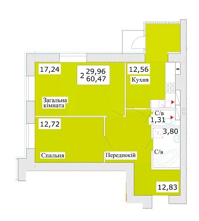 2-кімнатна 60.47 м² в ЖК Теплий стан від 11 500 грн/м², м. Ірпінь