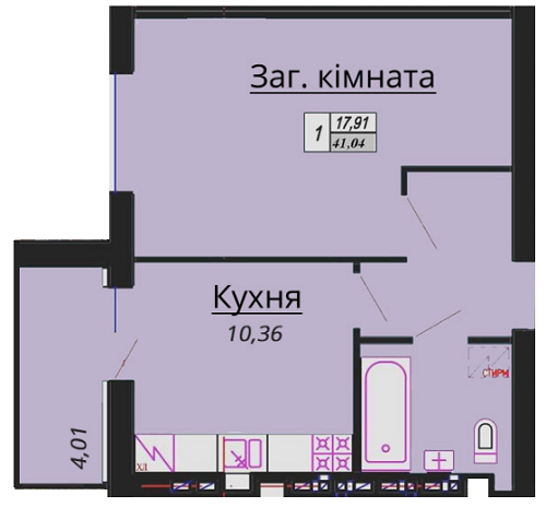 1-комнатная 41.04 м² в ЖК Green Life от 15 550 грн/м², г. Ирпень