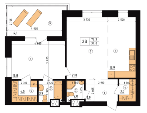 2-кімнатна 76.3 м² в ЖК Henesi House від 17 580 грн/м², Київ