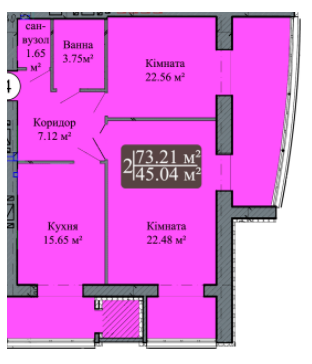 2-комнатная 73.21 м² в ЖК Holiday Park от застройщика, Хмельницкий