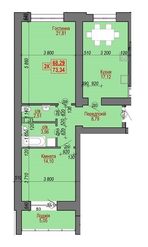 2-комнатная 73.34 м² в ЖК HydroPark DeLuxe от 16 910 грн/м², Ивано-Франковск