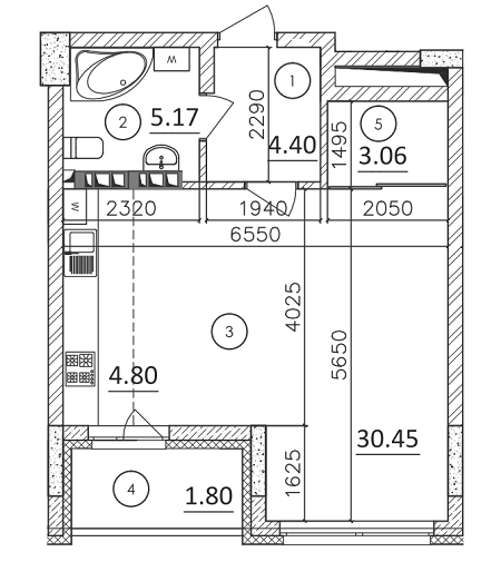 1-кімнатна 44.88 м² в ЖК Karaway Tower від 27 000 грн/м², Київ