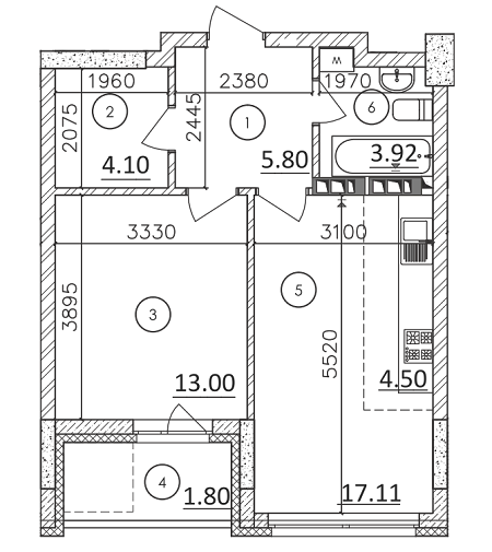 1-кімнатна 45.73 м² в ЖК Karaway Tower від 27 000 грн/м², Київ