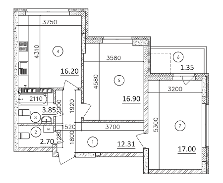 2-комнатная 70.31 м² в ЖК Karaway Tower от застройщика, Киев