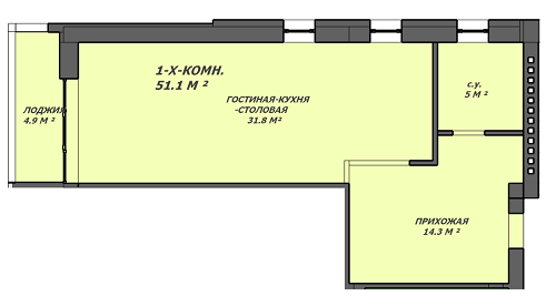 1-комнатная 51.1 м² в ЖК Loft House от 14 100 грн/м², Днепр