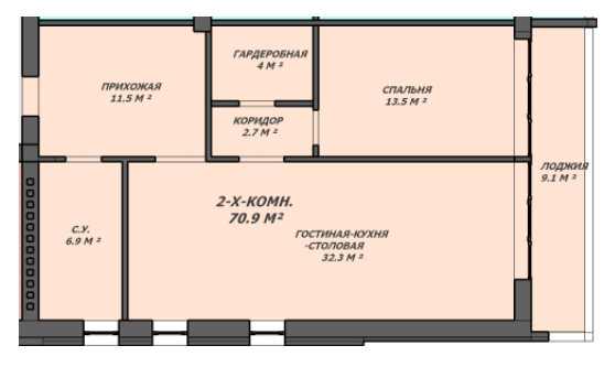 2-комнатная 70.9 м² в ЖК Loft House от 24 400 грн/м², Днепр