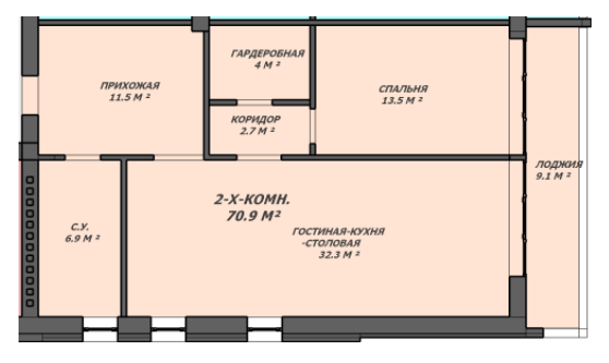 2-кімнатна 70.9 м² в ЖК Loft House від 24 400 грн/м², Дніпро