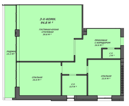 3-комнатная 94.8 м² в ЖК Loft House от 24 400 грн/м², Днепр