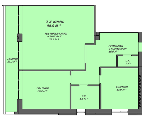 3-кімнатна 94.8 м² в ЖК Loft House від 24 400 грн/м², Дніпро